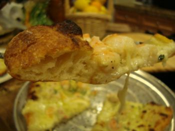White pizza with shrimp | The Fresh Loaf